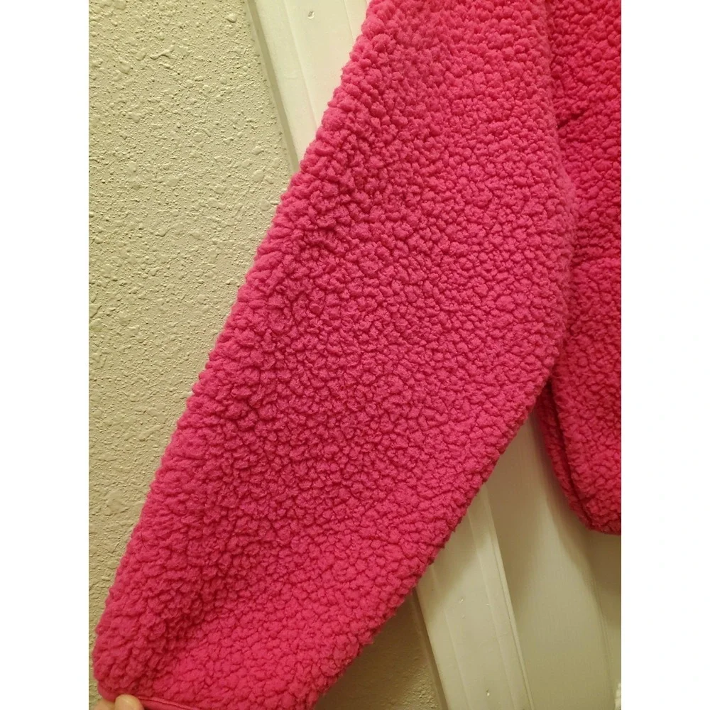 Gap Kids fleece Pullover Sweater sz XL 12 Bright Hot pink long sleeve pockets‎